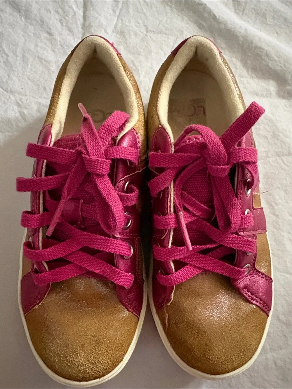 UGG Kids Chestnut and Pink Lace-Up Sneakers